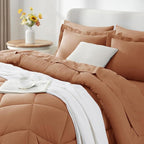 CozyLux Queen Comforter Set Pumpkin - Bed in a Bag Queen Size 7 Pieces, Luxury Soft Bed Set for All Seasons, Bedding Set with Down Alternative Comforter, Sheets, Pillowcases & Shams