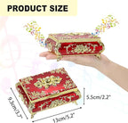ELLDOO Vintage Music Box, Gold Metal Musical Jewelry Box Keepsake Box, Small Trinket Jewelry Storage Box Gift for Girl Women (Tune: You are My Sunshine), Red
