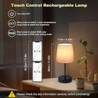 Cordless Table Lamp,5000mAh Rechargeable Battery Operated Desk Lamp,3Colors & 7 RGB Stepless Dimmable, Portable Small Touch Fabric Shade LED Night Light for Patio Restaurant Home(White)