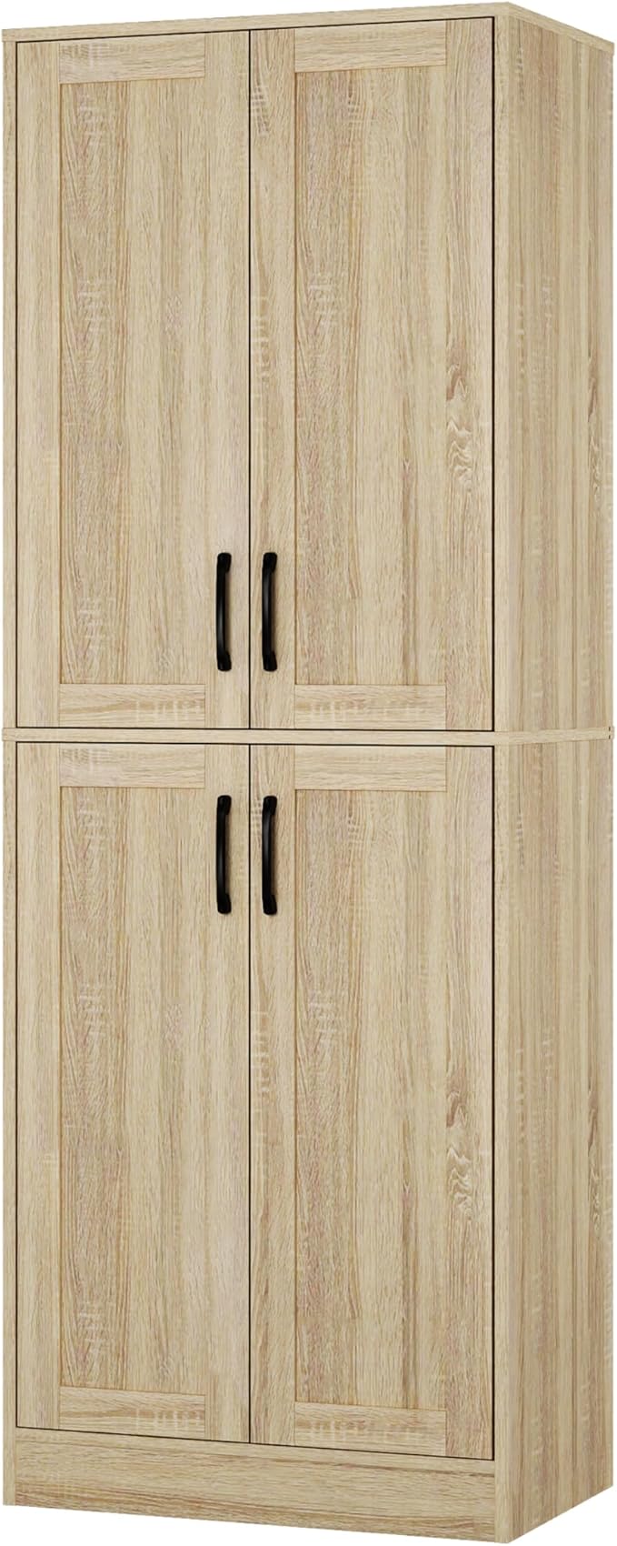 Storage Cabinet, Kitchen Cabinet with Doors & Shelf, Tall Storage Cabinet for Bathroom, Living Room, Entryway,Natural