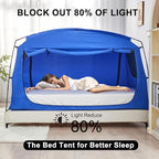Privacy Blackout Sleep Bed Tent for Adults Kids Portable Bed Canopy Lightweight Breathable Mesh Windows Tents