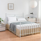 Bed Skirt King Size Ruffled Bed Skirts with Split Corners,14 Inch Drop Dust Ruffle Bed Skirt with Platform, King,14 Inch,Light Camel