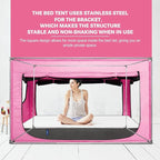 Bed Canopy Portable Blackout Bed Tent Privacy Tent for Adult Indoor Sleeping with 3 Doors, Storage Bag