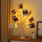 Money Tree Gift Card Holder - DIY Birch Tree Lamp with 12 Clips and 24 Twig LEDs, Display Money Cash Photo for Birthday Christmas Home Party Festival Wedding