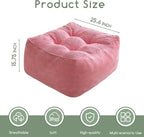 HIGOGOGO Square Stuffed Pouf Ottoman, Corduroy Poufs with Foam Chunk Filling, Furry and Fluffy Pouf Foot Stool Storage Ottoman, 25.6 X 25.6 Floor Poufs Foot Rest for Living Room, Pink