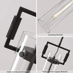 Modern Black Pendant Lights Set of 2, 21.6'' kitchen pendant lighting over island, Indoor Adjustable Height Glass Pendant Light Fixtures, Large Pendant Lights Kitchen Island, E12 Bulb Included