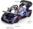 1:24 Scale Car Model Compatible for Collectible McLaren Senna Super Sports Car Toys, Zinc Alloy Pull Back Toy Vehicle with Sound and Light for Adult Boys Girls 3 4 5 6 7 8 (Blue)