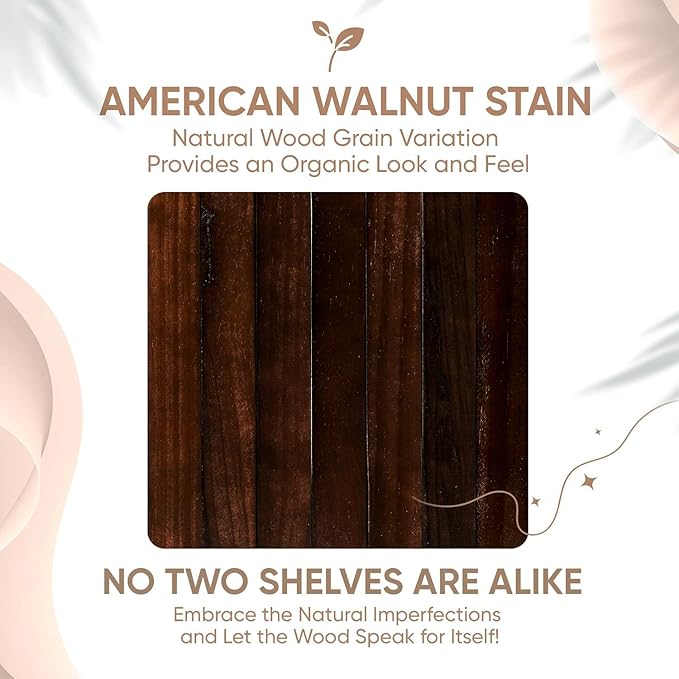 Homeforia 30inch Walnut Floating Shelves for Wall Mounted, High End Solid Real Wood 30 in Floating Shelf, Dark Brown Wooden 30 inch Long Floating Shelves, Heavy Duty Bracket, 30 X 6.5 X 1.75, Set of 3