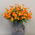 alyptus 8 Bundles Artificial Flowers for Outdoors Faux Mums UV Resistant Plastic Fall Plants Fake Greenery Orange Daisy Bulk for Home Gardenr Window Box Pathway Plante Wedding Decor (Orange)