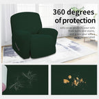 Easy-Going 4 Pieces Oversized Recliner Stretch Sofa Slipcover Sofa Cover Furniture Protector Couch Soft with Elastic Bottom,Polyester Spandex Jacquard Fabric Small Checks Dark Green
