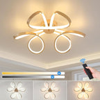 Q&S Modern Dining Room Light Fixture,Kitchen Led Ceiling Light,Dimmable Gold Flush Mount Ceiling Light Fixture for Bedroom with Remote,Led Chandelier for Living Room Hallway 3-Color Change