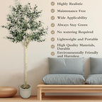 Artificial Olive Tree 7.5 ft Natural Olive Branches and Realistic Leaves for Modern Home Office Living Room Floor Decor 90 Inch