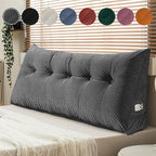Gradient Velvet Triangular Wedge Pillow, Removable Cover Headboard Pillow for Daybed, Backrest Positioning Support Pillow Cushion Resting Reading Relaxing (Grey, Queen(59 * 20 * 8in))