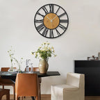 1st owned Wall Clocks for Living Room Decor,32" Vintage,Round Silent Little Ticking,Black Metal,Modern Wood Clocks for Home Bedroom,Kitchen,Garden,Office,Cafe,Modern Wall Decoration -Roman Numerals