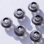 VOHO Smoky Grey Taper Candle Holders Set of 6, Classic Ribbed Candle Sticks Holder Decor for Table Centerpiece at Daily/Birthday/Party, Double Sided Candle Holder for Candlesticks & Tea Lights Candles