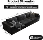 118" Cloud Couch Modular Sectional Sofa for Living Room,Modern Sofa with Deep Seat，3 Seater Boneless Couch,Comfy Upholstered Corduroy Couches for Apartment, Studio, Office,Bedroom，Black