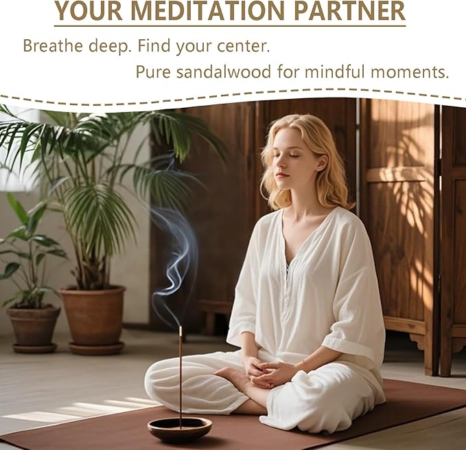 Sandalwood Incense Sticks Aromatic Sticks (100 Gm Pack + Free Holder) Organic, Low Smoke, Yoga, Meditation Relaxation, Aromatherapy (100 Gm, Sandalwood)