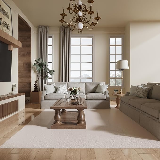 Runner Rug for Hallway, 3' x 10' Waterproof Area Rug for Living Room, Non-Slip Vinyl Hard Floor Protector Mat for Under Dining Table, Runner Rug for Entryway, Indoor Outdoor Mat (White)