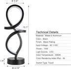 Mayful Modern RGB Table Lamp with LED Spiral Design, Black Bedside Lamp & Nightstand Lamp, Touch Dimmable with 7 Colors & 10 Modes for Bedroom, Living Room, Home Office, 15W