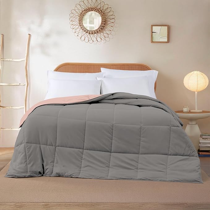 Modern Threads Down Alternative Reversible Comforter Charcoal Gray/Blush King