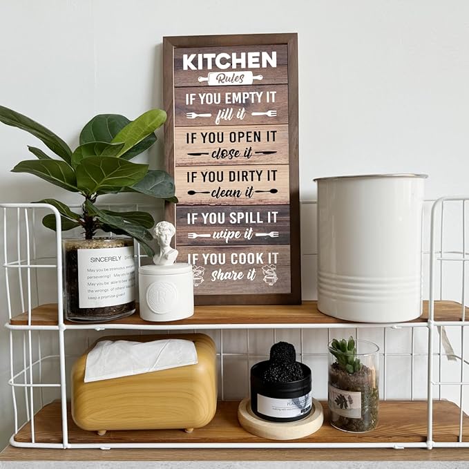Kitchen Decor Wall, Rustic Kitchen Decorations, Kitchen Frame Décor, Kitchen Rules Sign, Kitchen Wall Décor, Kitchen Decor and Accessories, Farmhouse Kitchen Frame Sign, Rustic Kitchen Door Rules Sign