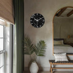 Black Wall Clock for Bedroom Glass Modren Wall Clock Battery Operated 14 Inch Analog Wall Clock Non Ticking