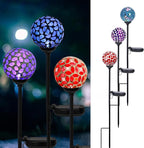 VCUTEKA Solar Garden Decorative Lights Outdoor, Mosaic Solar Light Waterproof LED Pathway Stake Light for Landscape Patio Yard Deck Walkway Decoration, 3 Pack （Blue&Purple&Red）