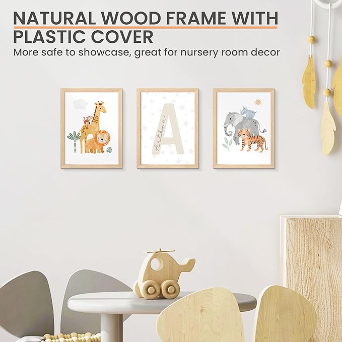 upsimples 9x12 Frame, Natural Solid Wooden Picture Frames, Display 6x8 with Mat or 9 x 12 Without Mat, Wall or Tabletop, 1 Pack, Natural