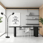 Floor Lamp with Fan Fan Light with RGB 12w/1000lm LED Floor Famp, Stepless Adjustable 3000K-6000K Color and Dimmer, Remote and Button Control, Adjustable Gooseneck Gloor Lamp (Black-2)