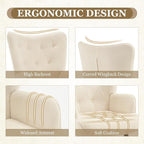 Furnimart Accent Chairs Set of 2, White Sherpa Reading Armchair with High Backrest, Wingback Corner Chair Mid Century Modern for Living Room, Bedroom, Waiting Room