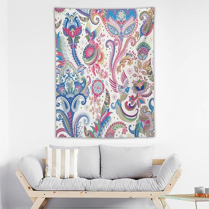 ICMOLYYENLO Boho Green Leaves Tapestry, Mid Century Abstract Tropical Palm Leaves Modern Minimalist Geometric Wall Hanging, Neutral Home Decor Art for Living Room Bedroom Dorm 60x60 Inch