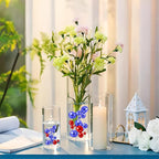 Blue Red Vase Filler | 150PCS Pearls Bead for Centerpieces Vases | 8/14/20 mm No Hole Beads, Fake Pearls for Birthday, Wedding, Christmas, Anniversary Theme Party Table Centerpieces Decor