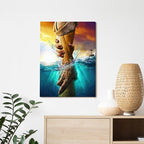 Framed Jesus Christ Canvas Wall Art The Hand of God Jesus Reaching Into Water Christian Painting Prints Biblical Wall Decor Religious Room Decor for Church Prayer Room Schools Hospitals 12" x 16"