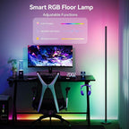SUNMORY RGB LED Floor Lamp, 57" Corner Lamp with 80+ Scene & Timer, Smart Modern Ambient Lighting with Music Sync & 16 Million Colors, Remote & App Floor Lamps for Living Room, Gaming Room, Bedrooms