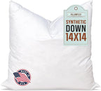 Pillowflex Synthetic Down Pillow Insert - 14x14 Down Alternative, Ultra Soft Throw Pillow, Small Sham Bed Sleeping Pillow - 1 Decorative Accent Form