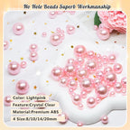 300Pcs Pearl Vase Filler, Ivory Lightpink No Hole Faux Pearl Beads for Centerpieces Vases, Candle Centerpieces, Wedding Birthday Party Home Decor 8/10/14/20mm