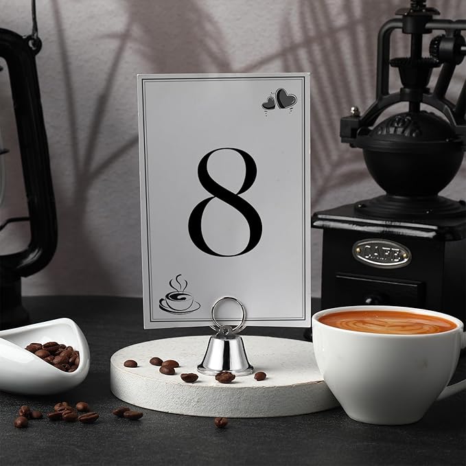 24 Pcs Table Number Holders Place Card Holders for Table 2 Inch Ring Clip Bell Number Holder Metal Picture Holder for Wedding Christmas Restaurant Home Photo Office Memo(Silver,Ring)