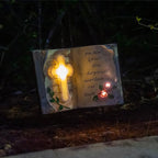 Outdoor Solar Bible Cross Garden Stakes Lights, Waterproof Memorial Grave Decorations Gifts for Cemetery Outdoors Lawn Yard Home Patio Decor