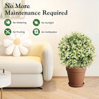 Lewondr Artificial Boxwood Topiary Ball Trees, 22.83'' Fake Plants Outdoor with Ground Spike, Set of 2 UV and Fade Resistant Faux Greenery Shrubs for Outdoor Indoor Front Porch Garden, Gradient White