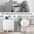 Fluted Dresser for Bedroom,3 Drawer Dresser for Closet,Storage Cabinet and Chest of Drawers with Gold Handle,TV Stand,Storage Organizer for Living Room,Hallway,Entryway,White