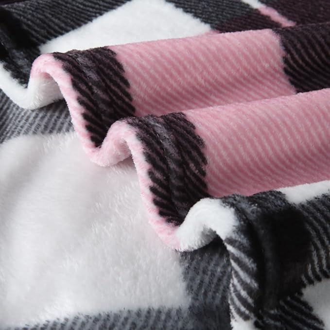MERRYLIFE Pink Plaid Throw Blanket Decorative Fleece Throw | Ultra-Plush Colorful | Couch Blanket Travel Lap | Home Gift Use(50" 60",Pink Plaid)