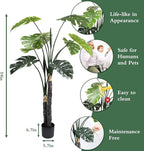 59in Artificial Monstera Deliciosa Trees with Pot, 4.9 Feet Fake Trees for Indoor Outdoor Home, Office Decor
