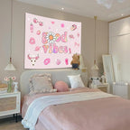 Lunerfex Y2K Tapestry Pink Wall Tapestry, Cute Tapestries for Bedroom Funny Tapestries Wall Hanging for Bedroom Living Room Decor Pink-1 44"x60"
