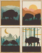 SIGNWIN Poster Bathroom Decor 8"x10"x 4, Wall Art Room Decor Multicolor for Living Room, Bedroom, Office Country Farmhouse Vibrant Bison Silhouette Nature Wilderness Animals Decorative Chic