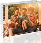 Egofine 3.5x5 Acrylic Frame, 20mm Thicker Frameless Clear Picture Frame, Double Sided Magnetic Picture Frame, Free Standing Desktop Display