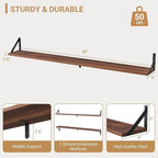 Heimlove 48 Inch Large Wall Bookshelves Set of 3, Wall Mounted Bookshelves,Heavy Duty Wooden Shelves for Living Room,Bedroom,Kitchen,Laundry Room Storage & Decor