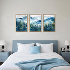 Celestdeco Blue Ridge Mountains Forest Framed Canvas Wall Art Set, Natural Landscape Wall Decor, Green Pine Trees Wall Painting, Woodland Artworks for Living Room, Bedroom, Dining Room - 16"x24"x3
