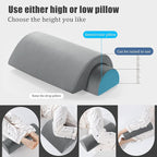 ROYALAY Half Moon Bolster Knee Pillow for Legs, Knees, Lower Back and Head, Adjustable Semi Roll Round Lumbar Support Pillow for Bed Sleeping, Health Large half moon pillow for Reduce Pressure,gray