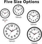 Wall Clock Silent Non-Ticking Modern Clock Battery Operated 8 Inch Small Classic Analog Decorative for Kitchen, Living Room, Office, Bedroom, Bathroom (Black)