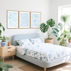 HPNIUB Large Classic Chinoiserie Floral Framed Canvas Wall Art Set, Watercolor Blue and White Flower Rose Wall Decor, Blue Minimalist Wildflower Art Print for Living Room,Bedroom,Office-16 x24 x3